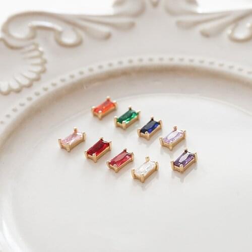 10pcs Retro rectangular vintage earrings For Women inlaid zircon Copper plating pendant jewelry necklace bracelet accessories