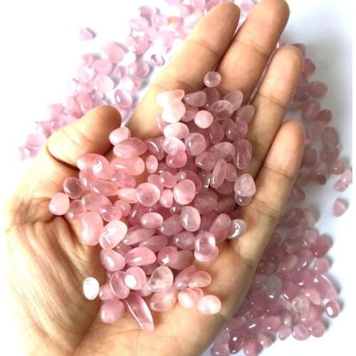 100g 8-12mm Natural Pink Crystal Gravel Rose Quartz Crystal Gravel Stone Rock Chips Lucky Healing Natural Stones and Minerals