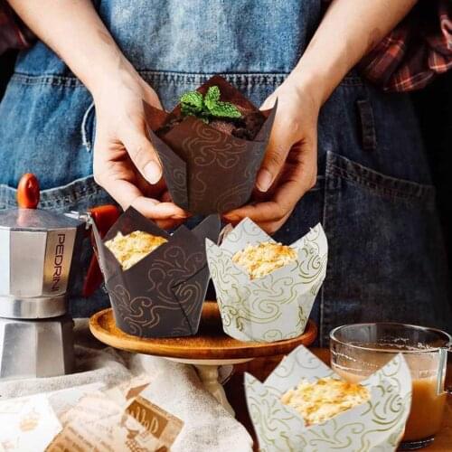 100pcs Cupcake Muffin Paper Cup Oilproof Cupcake Liner Baking Cup Tray Case Wedding Party Caissettes Golden Muffin Wrapper Paper