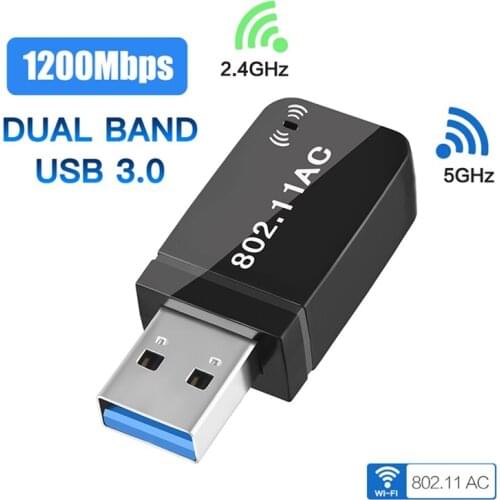 1200Mbps Wifi Adapter Dual Band USB 3.0 Wifi Antenna 2.4G/5Ghz Network USB Receiver for Desktop/Laptop Supports Win 7/8/10