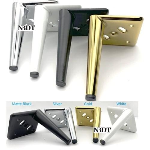 2Pcs/Lot Steel Sofa TV Cupboard Cabinet Bed Cone Taper Leg Feet Coffee Tea Bar Stool Chair Matte Black Gold White Silver