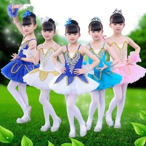 2018 New Swan Lake Ballet Dress Pancake Sequined Professional Ballet Tutu Dancewear Girl Dance Costume Ballet Dress For Children