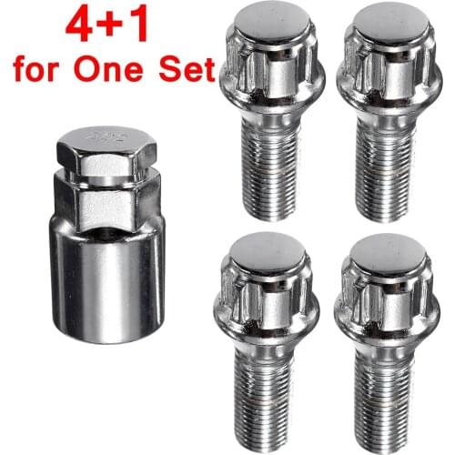 4+1 M14 x 1.5 Alloy Wheel Lock Bolts Locking Security Lug Nuts For VW Transporter T4 1990-2003 T5 2003-on