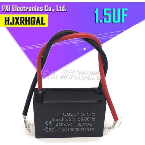 5pcs CBB61 1.5uf starting capacitance AC Fan Capacitor 450V CBB Motor Run Capacitor