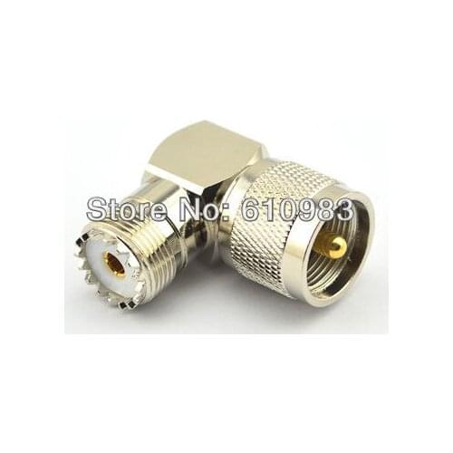 5 pcs/lot UHF RF Connector Adapter UHF Male Plug to UHF Female Jack Right angle Connector