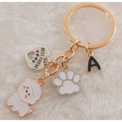 A-Z Letter Enamel Dog Keychain I Love Dog Pendant Mini Heart-shaped Keychain Car Key Favorite Gift Souvenir for Boys and Girls
