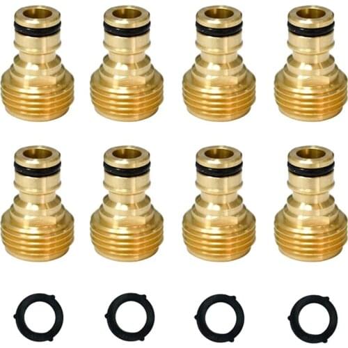 Garden Hose Quick Connector 3/4 Inch GHT Brass Easy Connect Fitting Male Only (3/4 inch 8PCS)