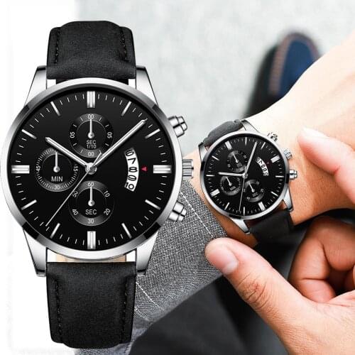Luxury Mens Business Quartz Watch Top Brand Casual Leather Strap Calendar Watches for Women Men Sports Wristclock