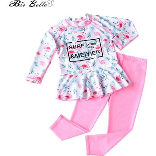 Kids Girls Quick Dry Sunscreen Wetsuit Swimwear 2pcs Long Sleeve Tops Pants Swimsuit Set Keep Warm Kids Diving Suits