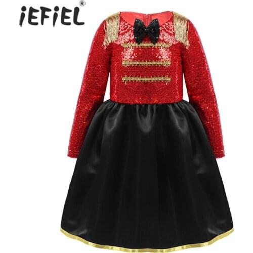 Kids Girls Circus Ringmaster Cosplay Costume Carnival Party Halloween Mesh Tutu Dress Role Play Games Clothes Outfit