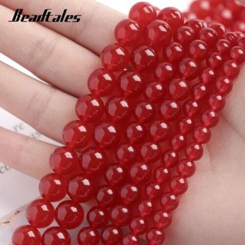 Chalcedony jade Natural Stone Red Beads Round Spacer Beads For Jewelry Making Findings DIY Handmade Bracelets 4/6/8/10/12mm