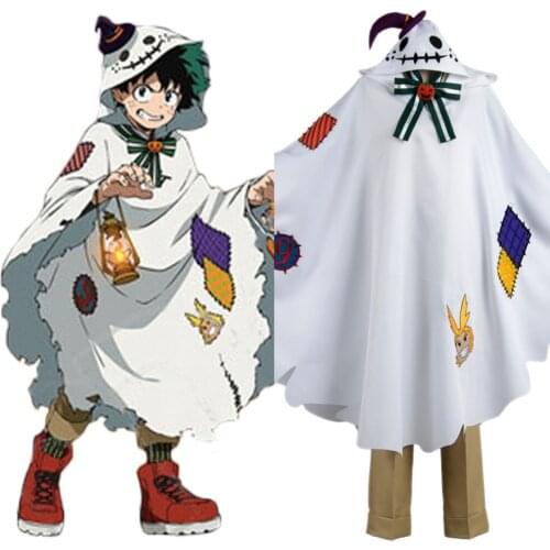 My Boku no Hero Academia Izuku Midoriya Cosplay Costume Adult Suit Outfit Cape Halloween Carnival White Costume