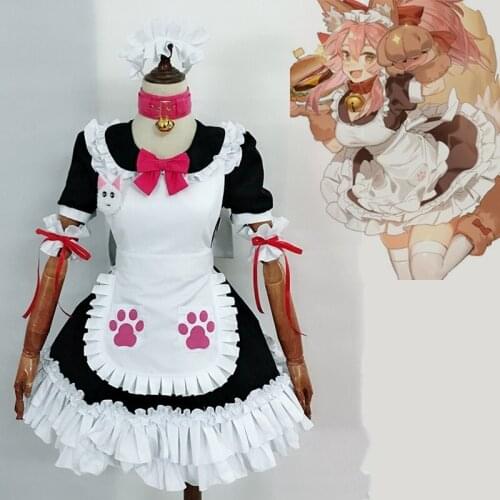 Game Fate/Grand Order Tamamo Cat Cosplay Costume Maid Dress Fate/EXTRA FGO Holloween Party Costumes for Women Girls Custom Made
