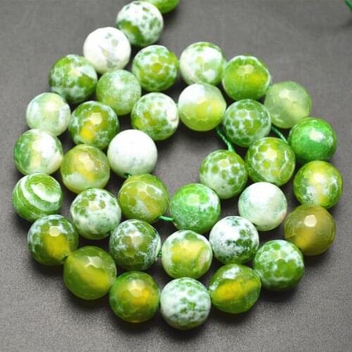 10mm Faceted Apple Green Color Fire Stone Round Beads