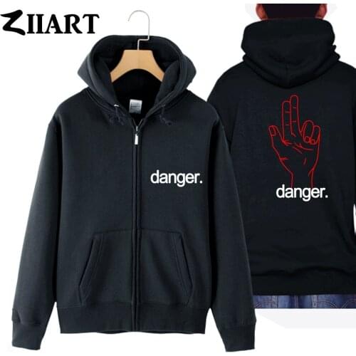 Danger hand gesture gun Stranger Things couple clothes boy man male cotton full zip hooded Coats Jackets