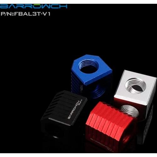 Barrowch FBAL3T-V1 Multipass fitting,G1/4" X3 Metalic Cube adaptor,3Way water cooler heatsink gadget