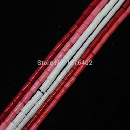 Mini. order is $7! 3x9,4x8mm White,Pink,Red Coral Tube Cylinder Loose Beads 15"