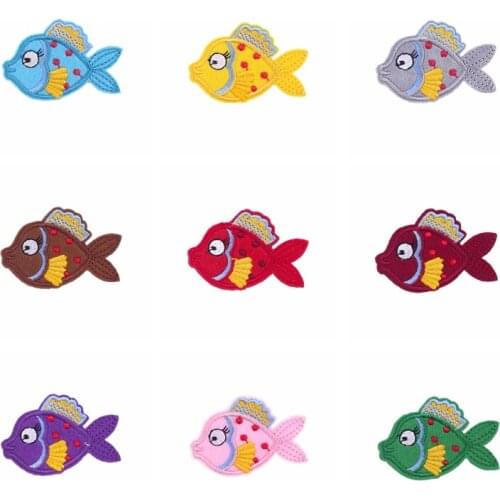 Cartoon Cute Colorful Fishes Embroidery Patch Sewing Fashion Accessories Applique Decor Iron on Patches For Clothes Iron Patch