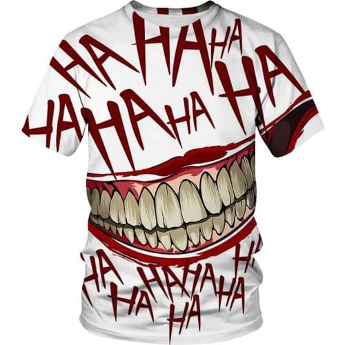 New arrival joker T-shirt fashion 3D movie clown print short-sleeved T-shirt mens/womens joker printing T-shirt