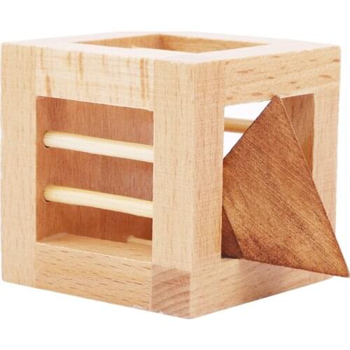 New Wooden Lock Toys Genius Toy Can You Take Triangle out? IQ Brain Teaser Beech Wood Lock Puzzles Educational Toys For Children