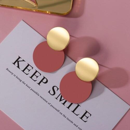 New Korean Acrylic Round Earrings For Women 2020 Fashion Vintage Geometric Dangle Gold Drop Earrings kolczyki Female Jewelry