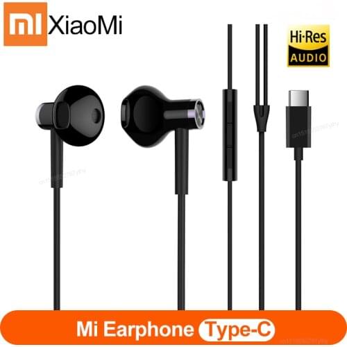 Original xiaomi Earphone Half In-Ear Type-C earphones MEMS Mic Wire Control Dual Driver Hybrid DC for redmi note 7pro xiaomi 9
