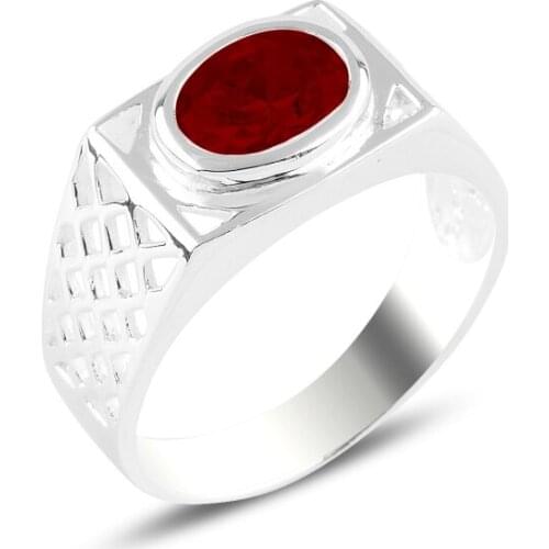 Silver 925 Sterling Garnet Zircon Ring