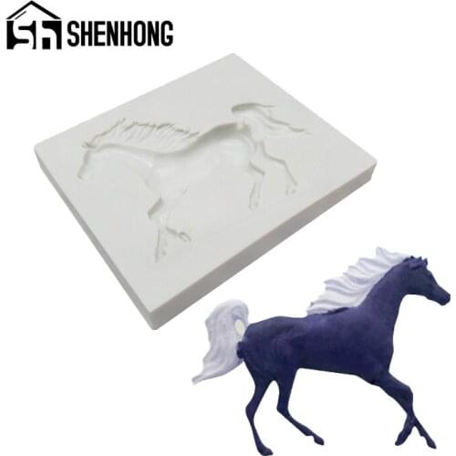 SHENHONG Milky Gummy Silicone Mold Fondant Cake Decorating Molds Horse Shaped Decoration Accessories Gumpaste Baking Pan