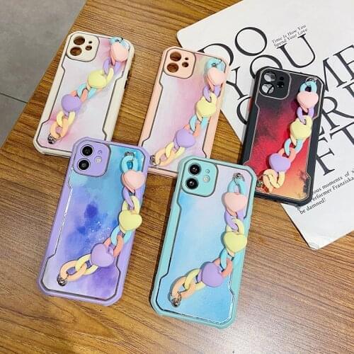 Case for Samsung Galaxy A02S A72 A42 A32 A12 A71 A70 A70S A41 A31 A21S A30 A20 A11 A10 M10 Bracelet Chain Silicone Cover Shell