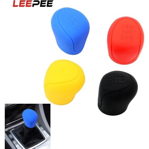 LEEPEE Car Gear Shift Collars Silicone Gear Head Shift Knob Cover For ESCORT Ford Focus 2 3 4 MK2 MK3 MK4 MT 2009 - 2017
