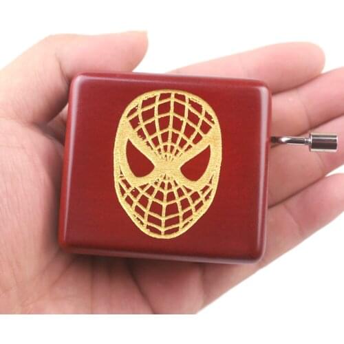 Sinzyo Carved wooden hand crank Raindrops Keep Falling On My Head Music Box Red Carved Mechanism Gift for Christmas