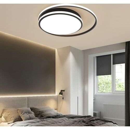 Bedroom dining room kitchen with modern led chandelier black simple round ceiling lamp decoration creative home lighting