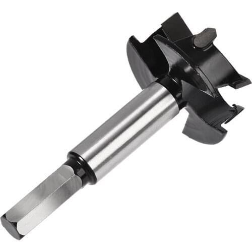 Uxcell 3 Cutter Wood Drill Bit 35mm Dia. Hole Saw Carbide Alloy Steel Tip Hex Shank with a Plastic Box