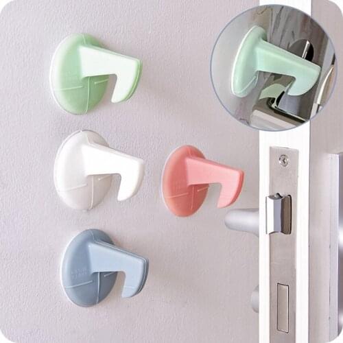 Door Stops Handle Silicone Anticollision Sucker Stick Wall Home Door Protecting Pad Mats with Rack Soft Door Protection 4 Colors