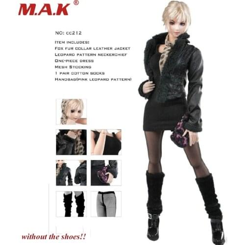 In Stock 1/6 Scale 1/6 Female Leather Jacket Coat Clothes Set F 12'' Figure Body