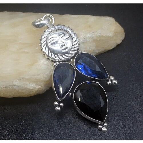 Gemstonefactory Jewelry Big Promotion 925 Silver Hot Sale Shiny Blue Topaz Women Ladies Gifts Necklace Pendant 0964