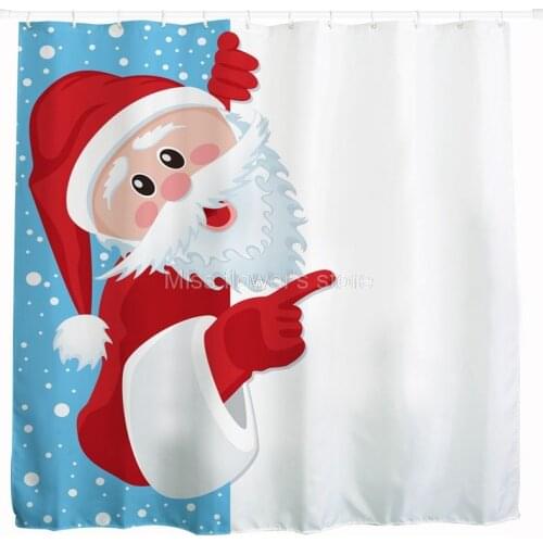 Cute Santa Claus Design Custom Shower Curtain Bathroom Waterproof Mildewproof Polyester Fabric With 12 Hooks