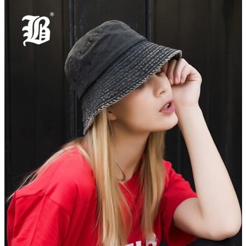 [FLB] Summer 100% Washed Cotton Denim Sun Hat Women Fashion Floppy Outdoor Cap Ladies Wide Brim Beach Bucket Hats Wholesale F157