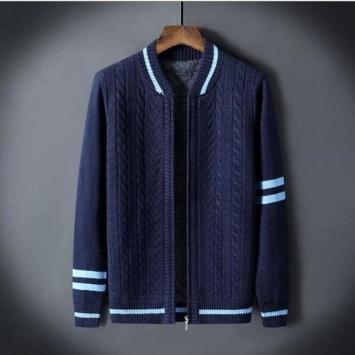 Winter Mens Sweaters Men Fleece Warm Knitted Sweater Coats Casual Men Slim Fit Wool Knitted Cardigan Clothing