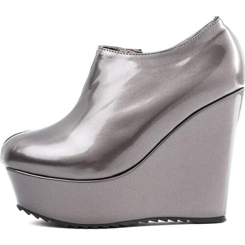 Winter for woman new fashion Sexy Consice New boots Pure color Silver Zipper Consice Ankle boots platform boots