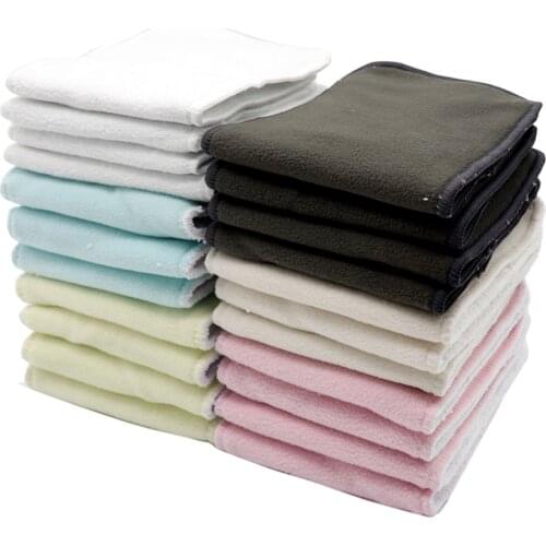 MABOJ 10pcs Diaper Insert Bamboo Charcoal Cotton Hemp One Size Cloth Diaper Insert Changing Mat Microfiber Nappy Liners Washable