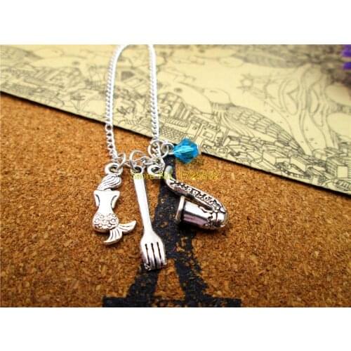 12pcs/lot Fashion Little Mermaid Necklace. Ariel Necklace. Part of Your World. Dinglehopper.mermaid pendant necklace