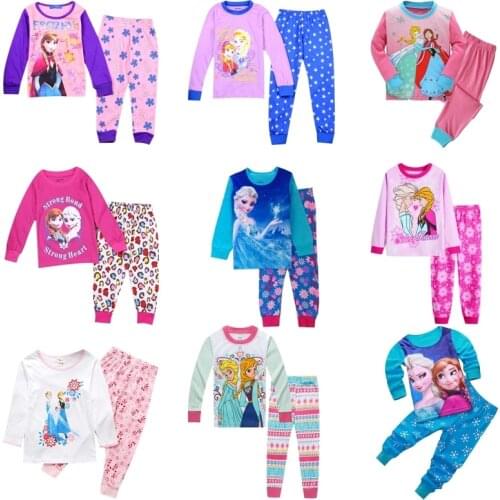 2pcs/set Kids Anna Elsa Princess Series Pajamas Sets Baby Girls Boys Clothes Pijama niño Cartoon Long Sleeve Tshirt+Pants