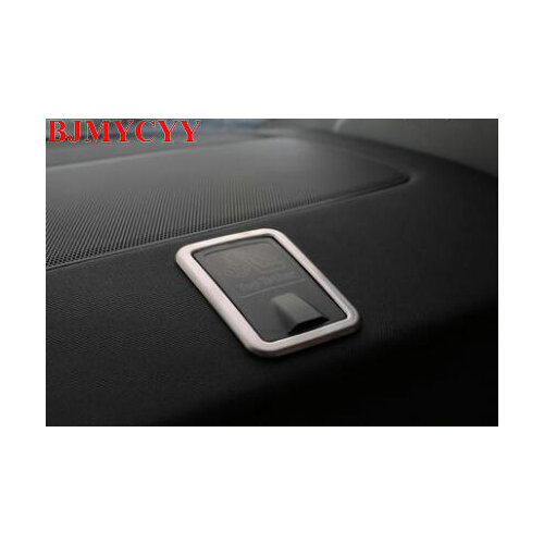 BJMYCYY 2PCS/SET Car rear seat child seat belt switch button stainless steel decorative frame for Audi A4L 2017 2018