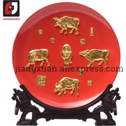 24k gold foil modern decorative objects 10 inch pottery plates for home