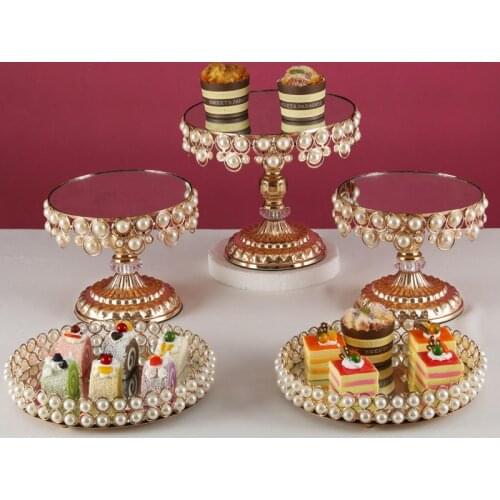 3-11pcs Pearl gold mirror cupcake stand for cold food cake tea rest table decoration