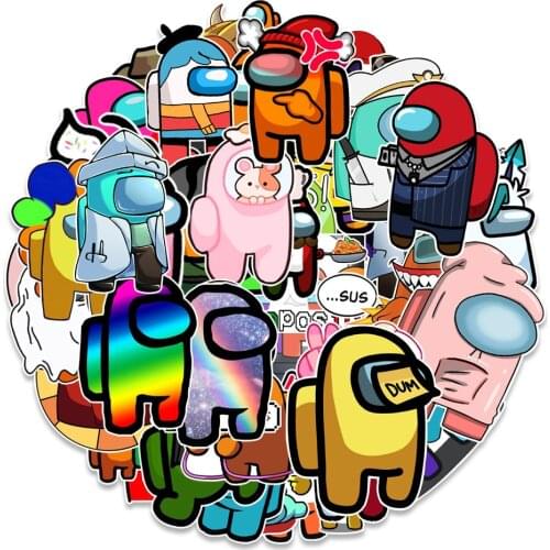 50pcsamong Us Game Graffiti Stickers Car Phone Computer Water Cup Stickers Waterproof