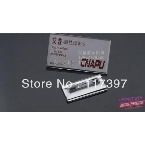 75 X40 mm Acrylic name card badge holders with pin 20pcs/lot