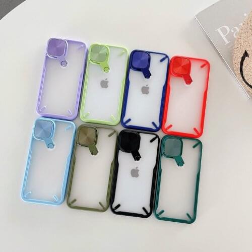 Luxury 360° Rotation Mirror Stand Holder Case For Iphone 12 Pro Xr X Neon Matte Silicone Protect Cover For 7 8 Plus 11 Pro Max