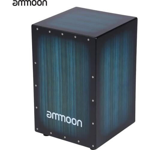 Ammoon Wooden Box Drum Cajon Hand Drum Persussion Instrument Zebra Wood with Stings Rubber Feet 30 * 31 * 48cm